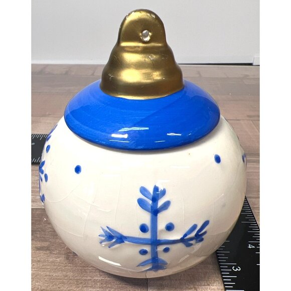 Ceramic Snowflake Ornament Jar With Gold Lid - 4.75" Tall - Picture 3 of 5